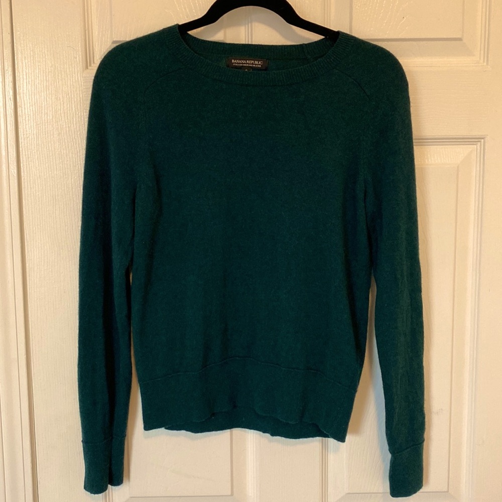 Banana Republic Forest Green Merino Wool Blend Sweater